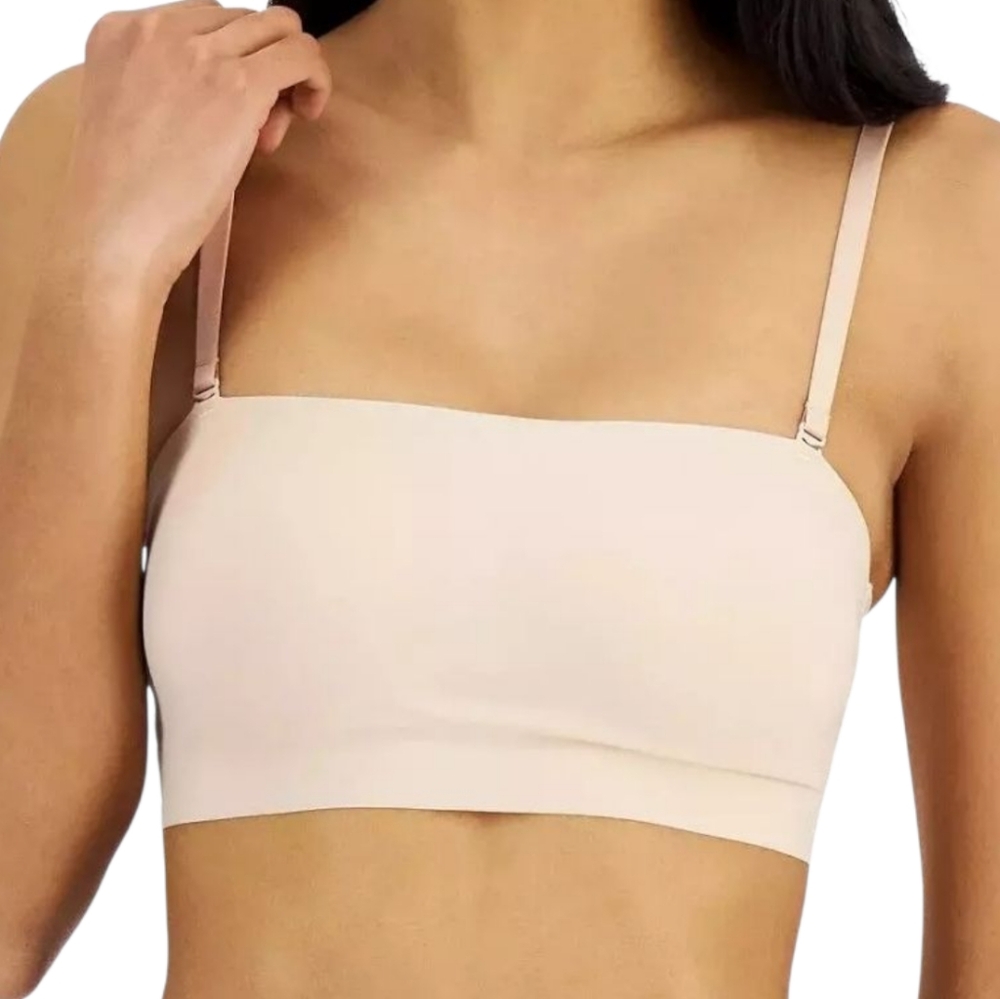 Jenni Intimates Women's Large No-Show Bandeau Padded Bralette Chai Light Beige